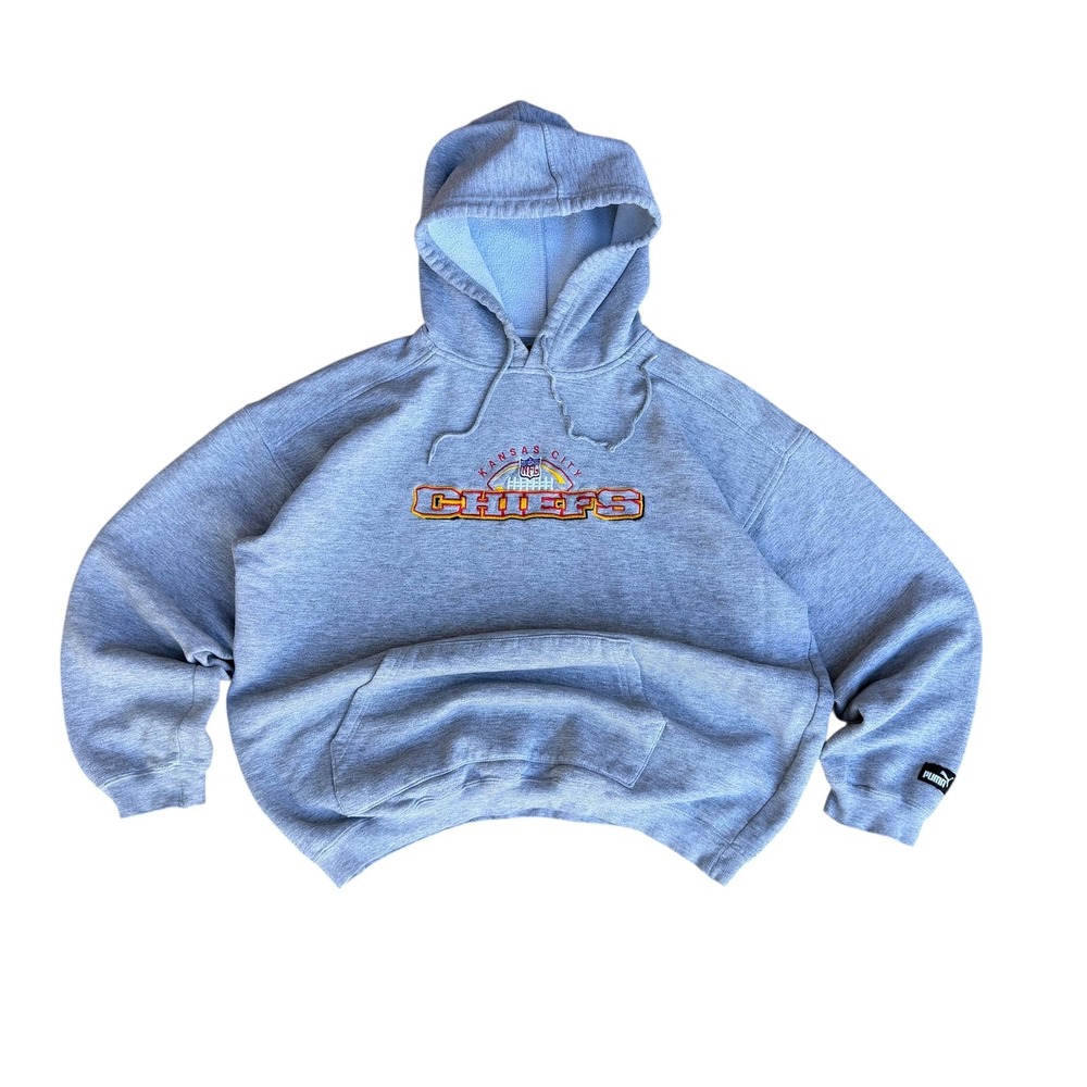 Puma Kansas City Chiefs Hoodie Mens Large Gray NFL Embroidered Sweatshirt